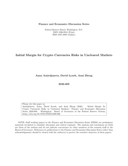 Initial Margin for Crypto Currencies Risks in Uncleared Markets封面