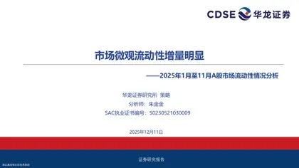 市场微观流动性增量明显——2025年1月至11月A股市场流动性情况分析封面