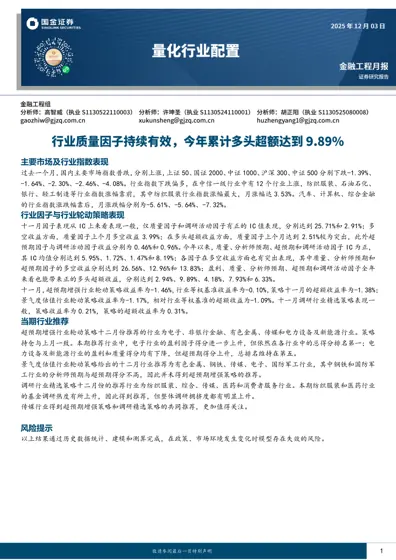 金融工程月报封面