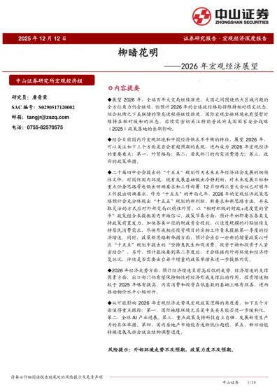柳暗花明——2026年宏观经济展望封面
