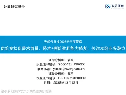 天然气行业2026年年度策略封面