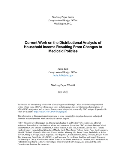 Current Work on the Distributional Analysis of Household Income Resulting From Changes to Medicaid Policies封面