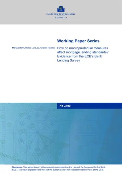 How do macroprudential measures affect mortgage lending standards? Evidence from the ECB’s Bank Lending Survey封面