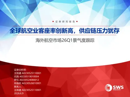 全球航空业客座率创新高,供应链压力犹存——海外航空市场26Q1景气度跟踪封面