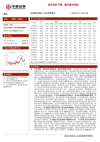 库存有所下降，煤价稳中趋强封面