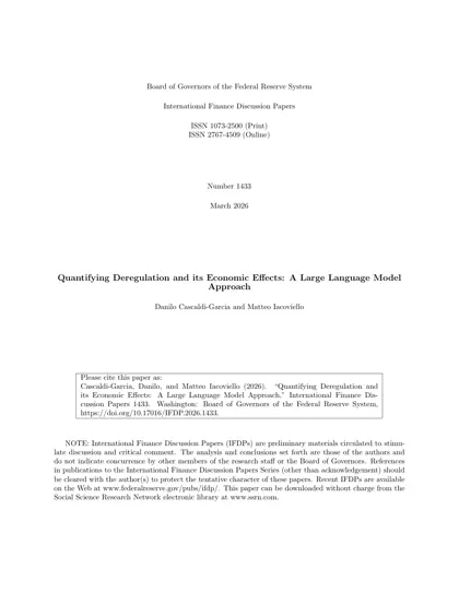 Quantifying Deregulation and its Economic Effects: A Large Language Model Approach封面
