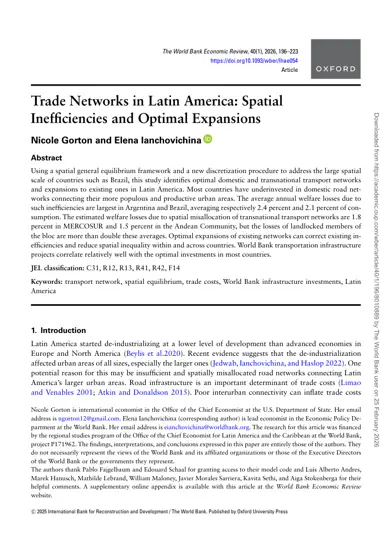 Trade Networks in Latin America: Spatial Inefficiencies and Optimal Expansions封面