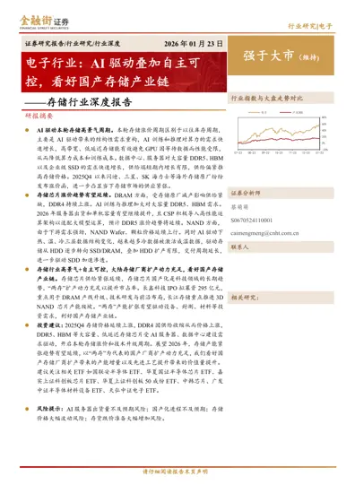 电子行业：AI 驱动叠加自主可控，看好国产存储产业链——存储行业深度报告封面