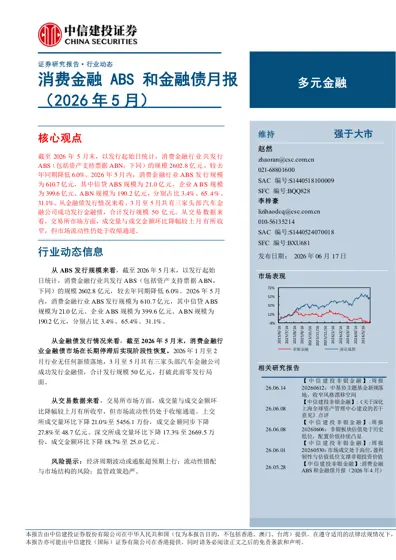 消费金融ABS和金融债月报（2026年5月）封面