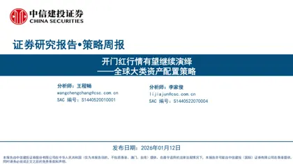 开门红行情有望继续演绎——全球大类资产配置策略封面