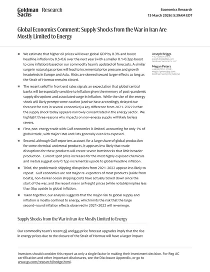 Supply Shocks from the War in Iran Are Mostly Limited to Energy封面