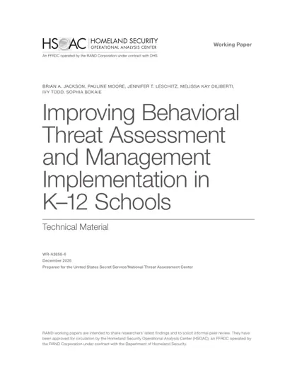Improving Behavioral Threat Assessment and Management Implementation in K–12 Schools封面