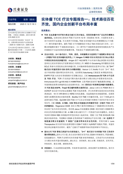 实体瘤TCE疗法专题报告一：技术路径百花齐放，国内企业创新平台布局丰富封面