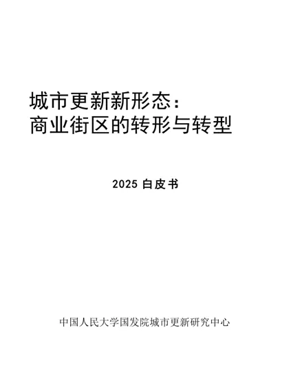 城市更新新形态：商业街区的转形与转型 2025 白皮书封面