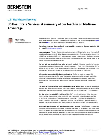 US Healthcare Services: A summary of our teach in on Medicare Advantage封面