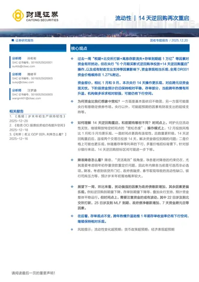 流动性 | 14天逆回购再次重启封面