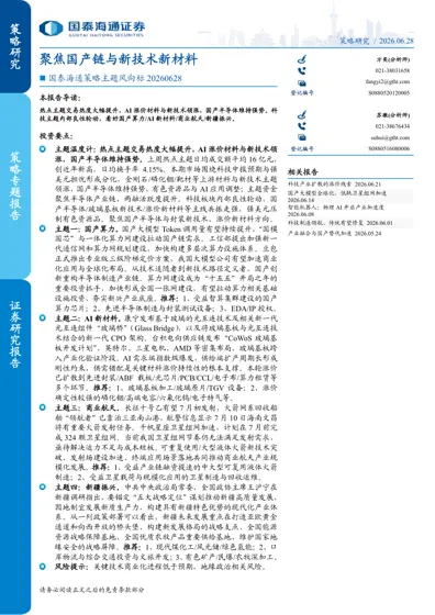 国泰海通策略主题风向标20260628:聚焦国产链与新技术新材料封面