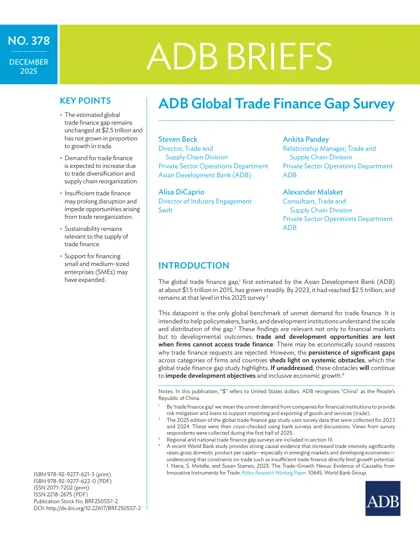 ADB Global Trade Finance Gap Survey封面