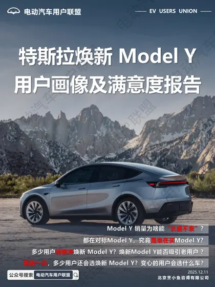 特斯拉焕新 Model Y 用户画像及满意度报告封面