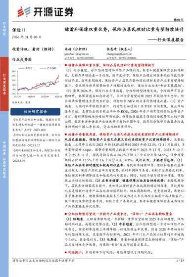 储蓄和保障双重优势，保险占居民理财比重有望持续提升封面