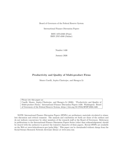 Productivity and Quality of Multi-product Firms封面