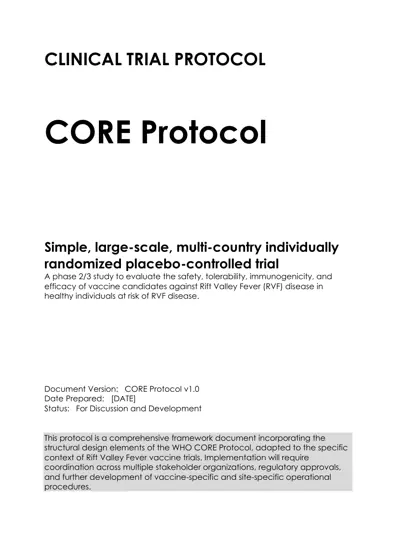 CORE Protocol: Randomized Rift Valley Fever (RVF) vaccine trial in humans in multiple sites封面