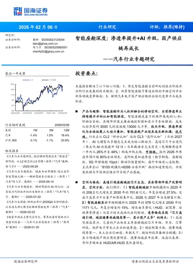 智能座舱深度:渗透率提升+AI升级,国产供应链再成长封面
