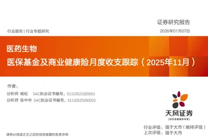 医保基金及商业健康险月度收支跟踪（2025年11月）封面