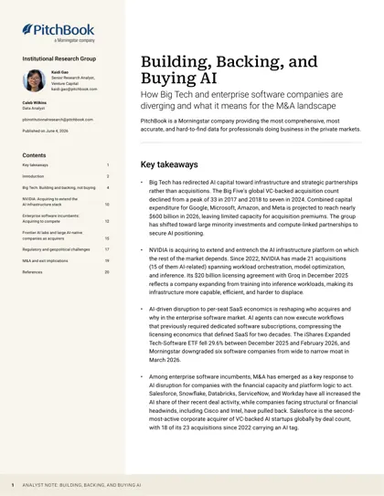 Building, Backing, and Buying AI: How Big Tech and enterprise software companies are diverging and what it means for the M&A landscape封面