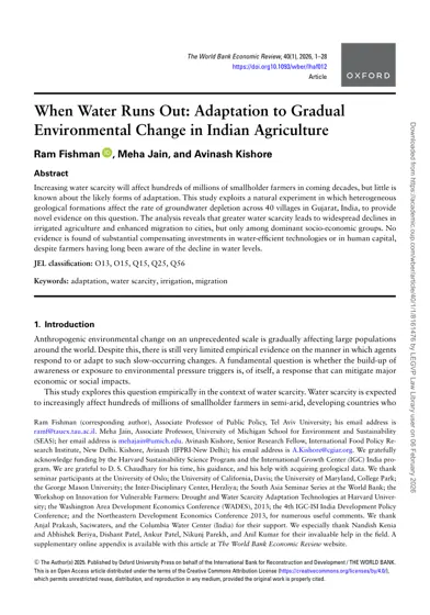 When Water Runs Out: Adaptation to Gradual Environmental Change in Indian Agriculture封面