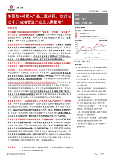 碳排放+补贴+产品三重共振，欧洲电动车开启短暂复兴还是长期繁荣？封面
