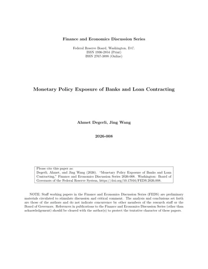 Monetary Policy Exposure of Banks and Loan Contracting封面