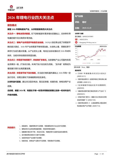 2026 年锂电行业四大关注点封面