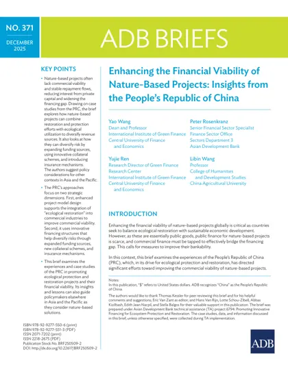 Enhancing the Financial Viability of Nature-Based Projects: Insights from the People’s Republic of China封面