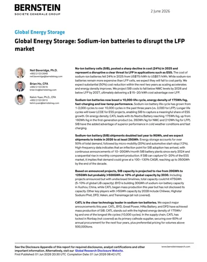 Global Energy Storage: Sodium-ion batteries to disrupt the LFP market封面