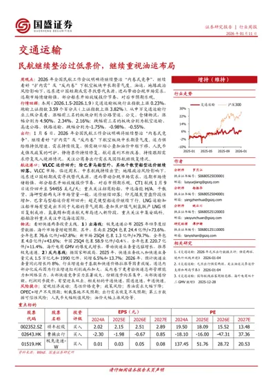交通运输：民航继续整治过低票价，继续重视油运布局封面