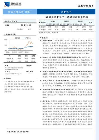 AI赋能消费电子,终端创新趋势明确封面