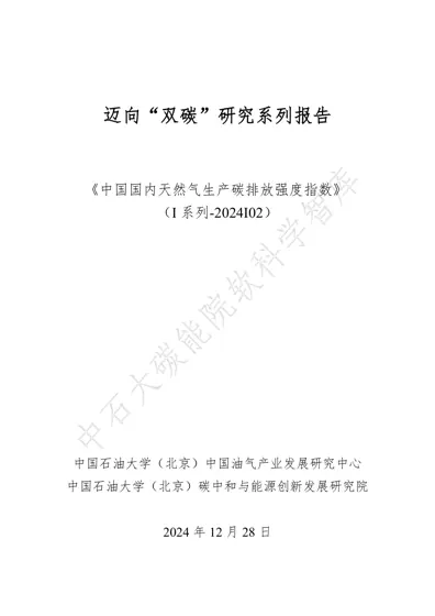 中国国内天然气生产碳排放强度指数封面