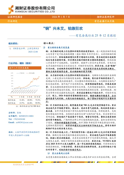 “铜”兴未艾，铂族狂欢——有色金属行业25年12月跟踪封面