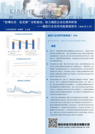 城投行业信用风险展望报告（2026年2月）封面