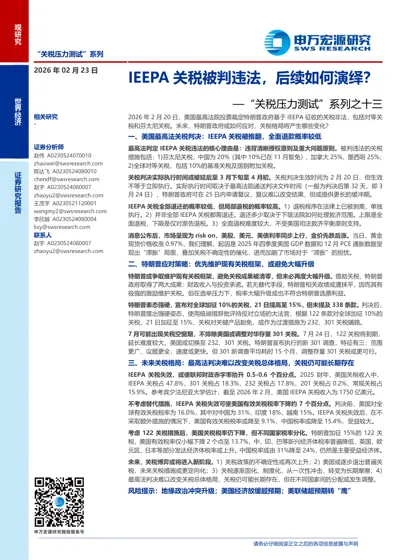 IEEPA关税被判违法，后续如何演绎？—"关税压力测试"系列之十三封面