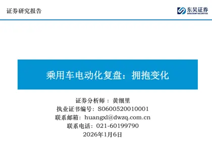乘用车电动化复盘：拥抱变化封面