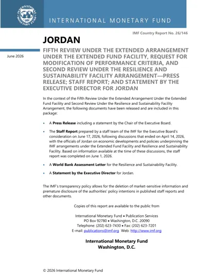 Jordan: Fifth Review Under the Extended Arrangement Under the Extended Fund Facility, Request for Modification of Performance Criteria, and Second Review Under the Resilience and Sustainability Facility Arrangement封面
