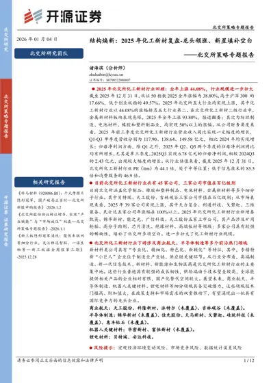 结构焕新：2025 年化工新材复盘-龙头领涨、新星填补空白 ——北交所策略专题报告封面