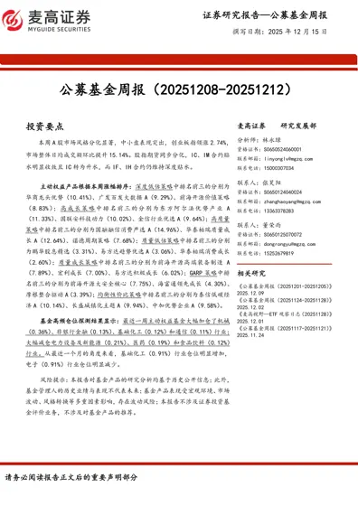 公募基金周报（20251208-20251212）封面