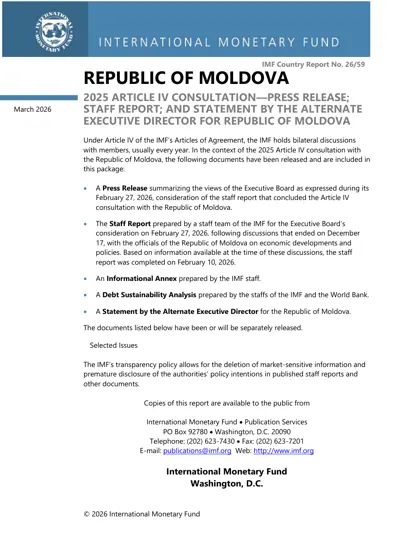 Republic of Moldova: 2025 Article IV Consultation-Press Release; Staff Report; and Statement by the Alternate Executive Director for the Republic of Moldova封面