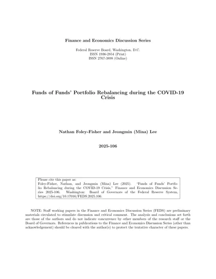 Funds of Funds’ Portfolio Rebalancing during the COVID-19 Crisis封面