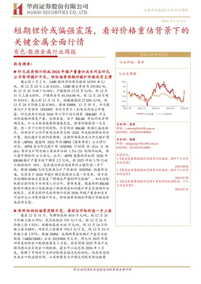 短期锂价或偏强震荡,看好价格重估背景下的关键金属全面行情封面