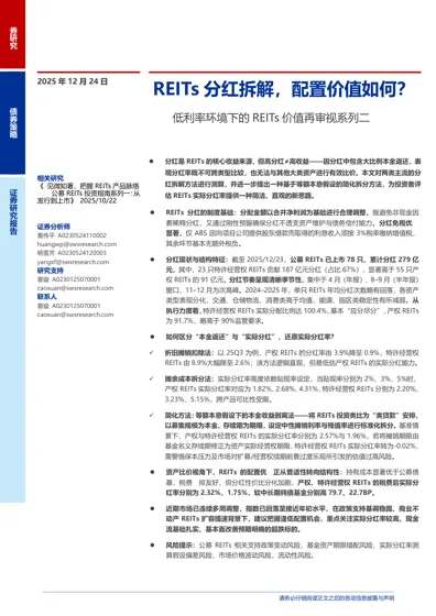 REITs 分红拆解,配置价值如何?——低利率环境下的REITs 价值再审视系列二封面