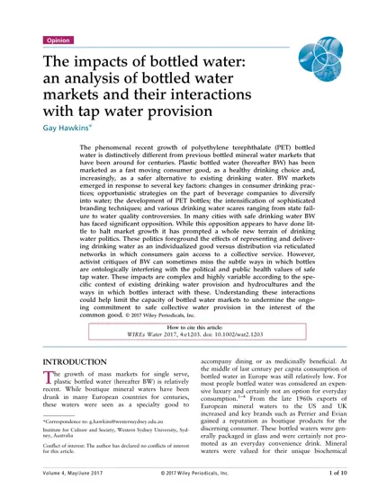The impacts of bottled water: an analysis of bottled water markets and their interactions with tap water provision封面